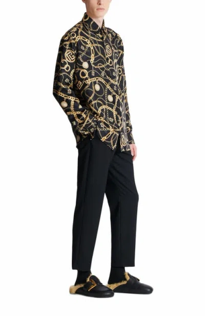 BALMAIN BALMAIN PRINTED SILK SHIRT WITH CHAÎNES PATTERN