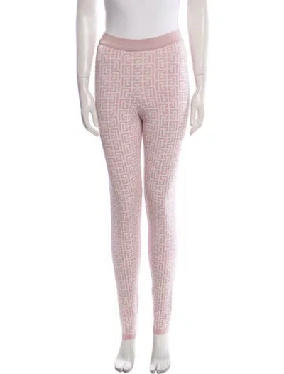 Pre-owned Balmain Printed Skinny Leg Pants In Pink