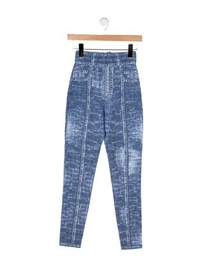 Pre-owned Balmain Printed Skinny Leg Pants W/ Tags In Blue