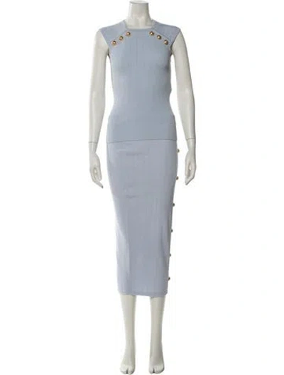 Pre-owned Balmain Printed Skirt Set In Blue