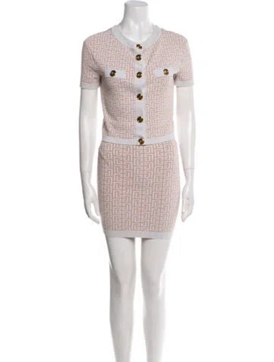 Pre-owned Balmain Printed Skirt Set In Neutral