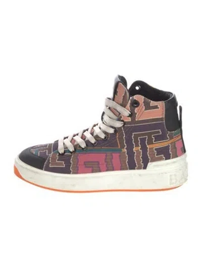 Pre-owned Balmain Printed Sneakers In Multi