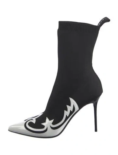 Pre-owned Balmain Printed Sock Boots In Black