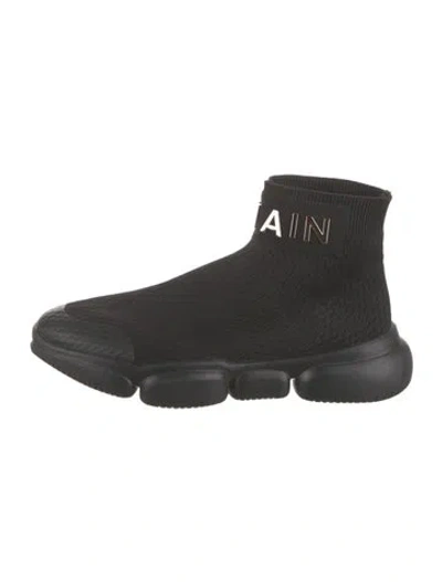 Pre-owned Balmain Printed Sock Sneakers In Black