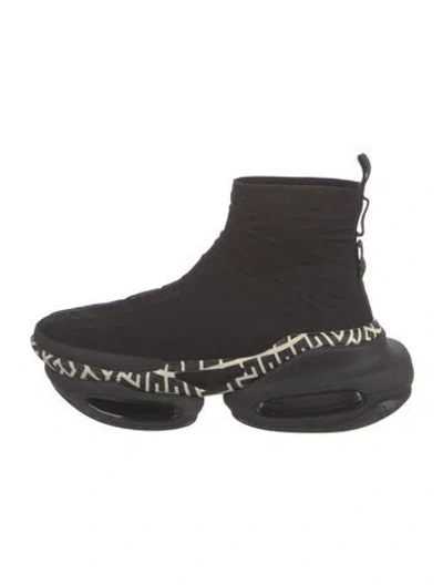 Pre-owned Balmain Printed Sock Sneakers In Black