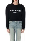 Balmain Women Logo Organic Cotton Cropped Sweatshirt