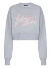 Balmain Cropped Printed Cotton Sweatshirt In Gray