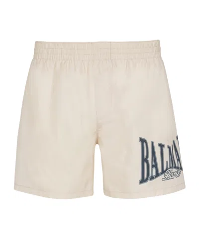 Balmain Printed Swim Shorts In Neutral