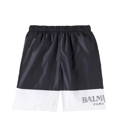 Balmain Kids' Printed Swim Trunks In Black