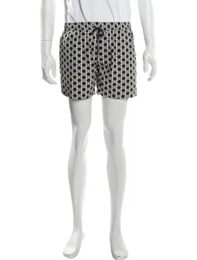 Pre-owned Balmain Printed Swim Trunks In Black
