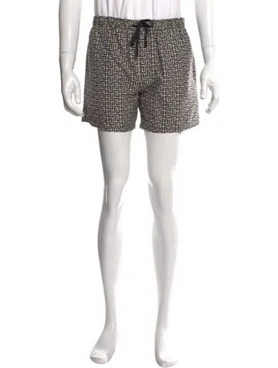 Pre-owned Balmain Printed Swim Trunks W/ Tags In Black
