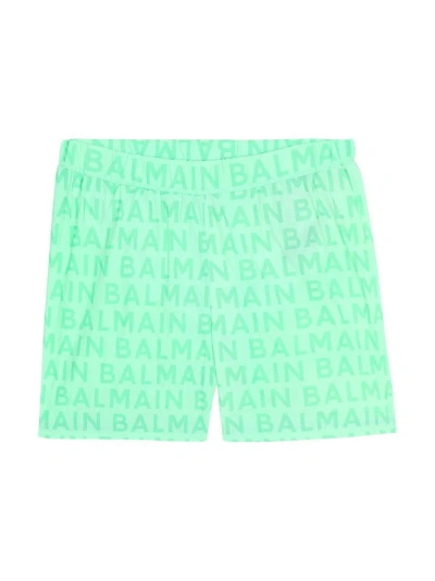 Balmain Kids' Printed Swimsuit In Green