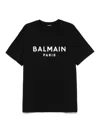 Balmain Black Crewneck T-shirt With Logo Lettering On The Front In Cotton Man In Black