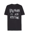 Balmain Crew Neck T Shirt Graphic Print Silk In Black