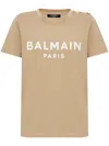 Balmain Logo Print T-shirt Beige In Neutrals