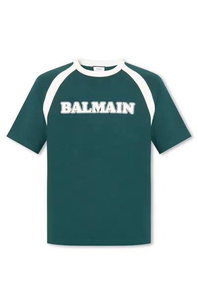 Balmain Printed T-shirt In Vert Fonce\creme