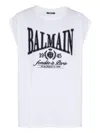 Balmain Sleeveless Crew Neck Nylon Silk Top In White
