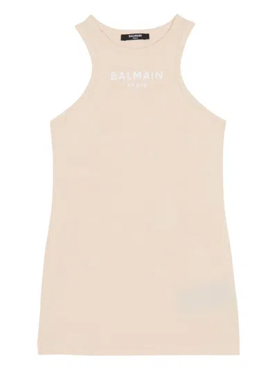 Balmain Printed Tank Top In Neutral