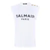 Balmain Printed Tank Top In White