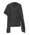 Balmain Script Print Silk Blouse In Black