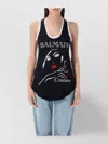 Balmain Tank Top In Black Wool And Polyester