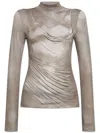 Balmain Draped Mock Neck Top In Grey