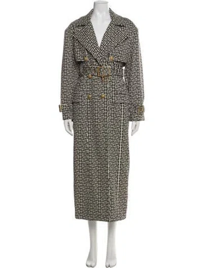 Pre-owned Balmain Printed Trench Coat In Neutral