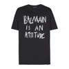 Balmain Crew Neck T Shirt Graphic Print Silk In Black