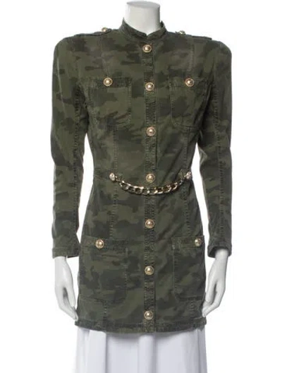 Pre-owned Balmain Printed Utility Jacket In Green