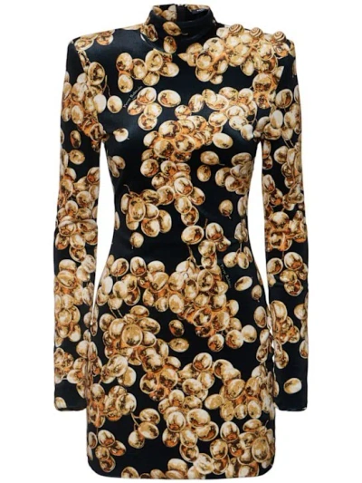 Balmain Printed Velvet Mini Dress