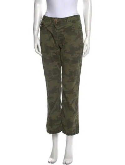 Pre-owned Balmain Printed Wide Leg Pants In Green