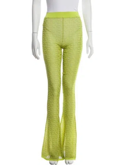 Pre-owned Balmain Printed Wide Leg Pants In Green