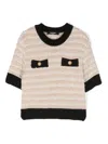 Balmain Decorative Button-detail Knitted Top In Cream
