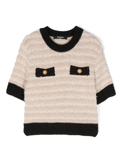 Balmain Kids' Decorative Button-detail Knitted Top In Ne