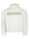 Balmain Ivory Sweater For Girl With Logo In Cream