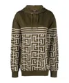 Balmain Pull Rope Hooded Sweater In Green