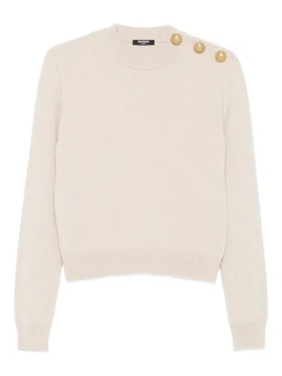 BALMAIN CASHMERE BLEND BUTTONED SWEATER