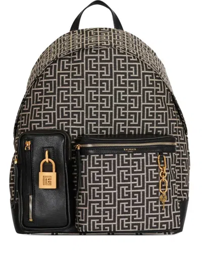 Balmain Pulse Backpack With Jacquard Monogram In Multi