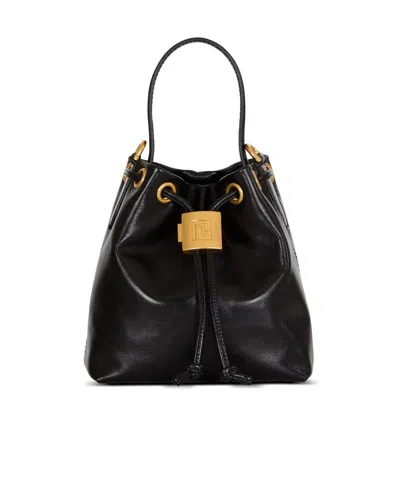 Balmain Pulse Bucket Bag In Smooth Leather In Black