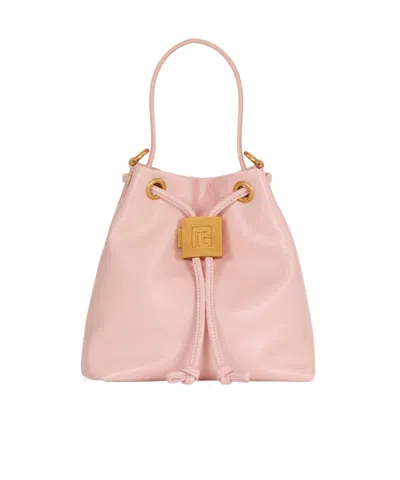 Balmain Pulse Bucket Bag In Smooth Leather In Pink