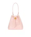 Balmain Chain Drawstring Leather Backpack In Pink