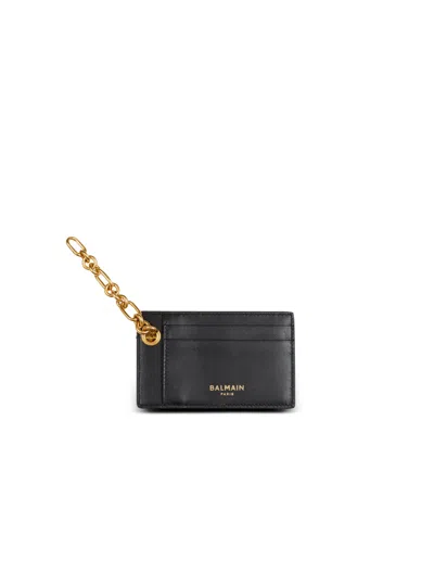 Balmain Pulse Card Holder In Monogram Jacquard In Black