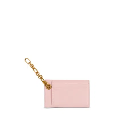 Balmain Pulse Card Holder In Smooth Leather In Pink
