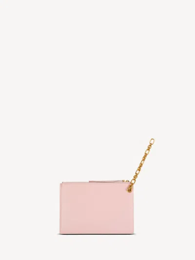 Balmain Pulse Card Holder In Smooth Leather In Pink