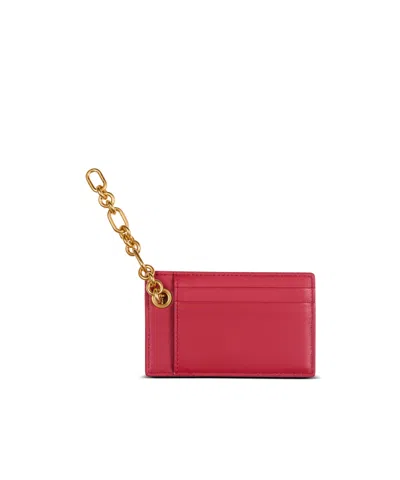 Balmain Pulse Card Holder In Smooth Leather In Pink