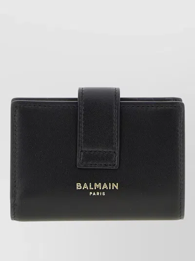 Balmain Pulse Fold Over Wallet Gold Tone Hardware In Black