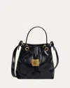 Balmain Pulse Leather Drawstring Bucket Bag In Black