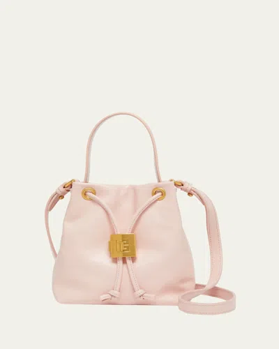 Balmain Pulse Leather Drawstring Bucket Bag In Blue