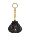 Balmain Pulse Leather Key Ring In Black