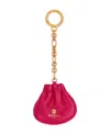Balmain Pulse Leather Key Ring In Pink